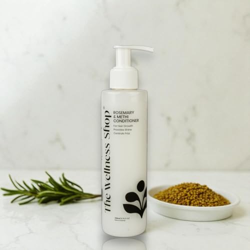 Image of The Wellness Shop Rosemary & Methi Hair Conditioner 200ml - Strengthening & Anti-Hair Fall Formula - Sulfate & Paraben Free - All Hair Types - Deep Conditioning & Scalp Nourishment, Men & Women