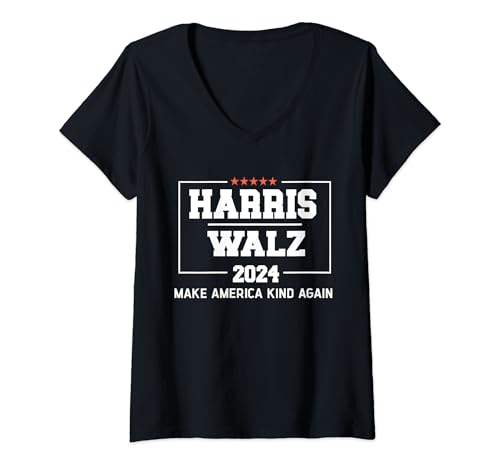 Womens Harris Walz 2024 Make America Kind Again Harris Waltz Quote V-Neck T-Shirt Womens Harris Walz 2024 Make America Kind Again Harris Waltz Quote V-Neck T-Shirt