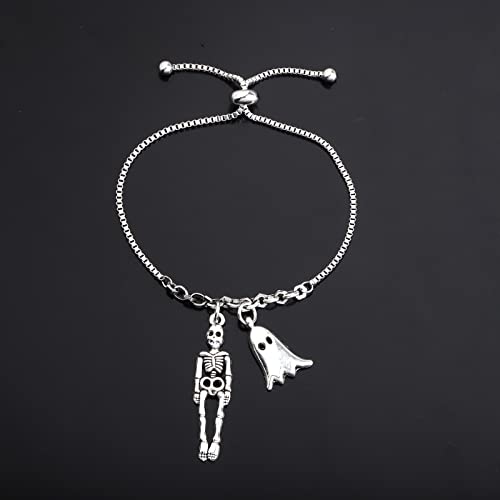 Image of TIIMG Skeleton and Ghost Charm Bracelet scary movies themed Gifts (Skeleton Ghost)