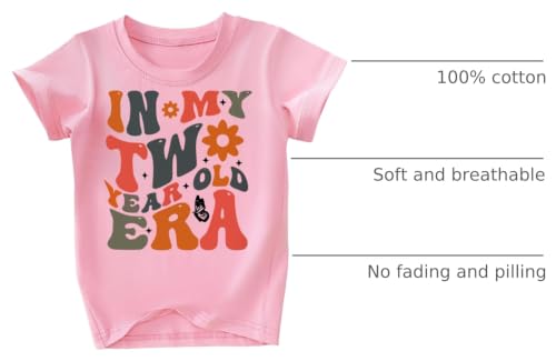 Image of Toddler Girls 2nd Birthday Shirt Outfit for Girls Cute Two Years Old Birthday Gift