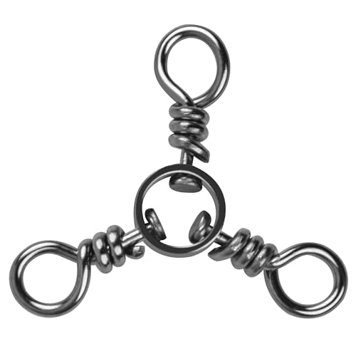OROOTL 3 Way Swivel Fishing Tackle, 60pcs Three Way Fishing Swivels 30-220LB Black Nickel Stainless Steel T-Turn Fishing Swivels for Catfish Rig Saltwater Freshwater Trolling