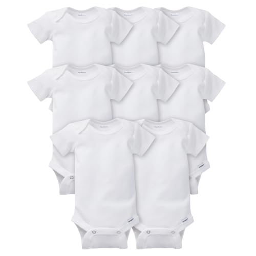 Gerber Baby 8-Pack Short Sleeve Onesies Bodysuits Solid White Newborn