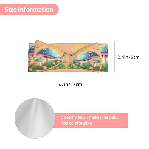 Fantasy Mushroom Pattern Baby Bow Headband - Super Stretchy Soft Bows Hair Accessories for Newborn Infant Toddlers Kids Girls - Elastic and Skin-Friendly3