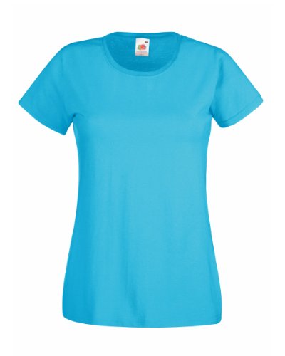 Fruit of the Loom Lady fit Valueweight T Shirt SS050 (L, Azure Blue)