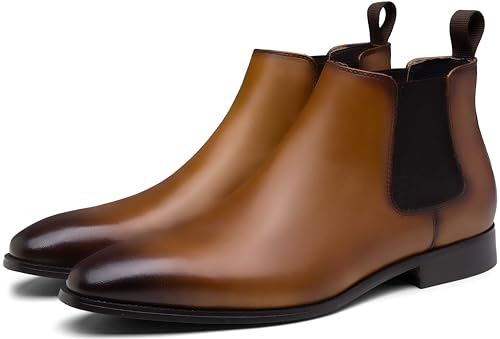 Image of Jousen Mens Chelsea Boots Leather Slip On Dress Boots