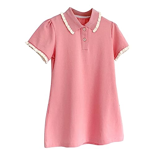 Pan Collar Casual Dress for Toddler Kids Girls Solid Color Summer Dress A-Line Beach Holiday Dress