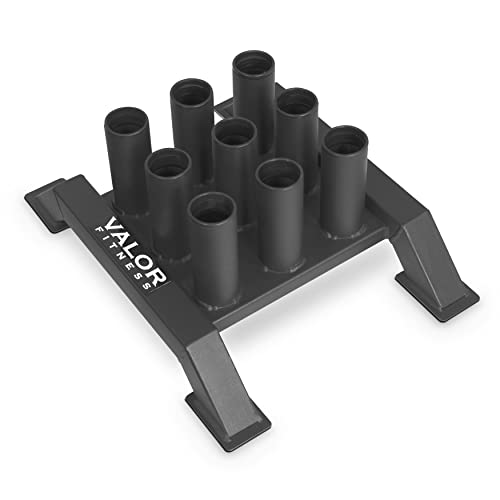 Valor Fitness Olympic Barbell Holder – Vertical 9 - Bar Storage Rack with Protective Sleeve Inserts – Space-Saving Steel Stand for Home Gym & Commercial Gyms