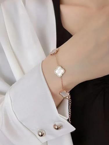 Image of Stylish White Floral Charms Bracelet for Women and Girls