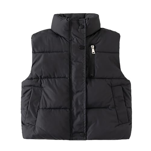 Toddler Boys Girls Quilted Bubble Puffer Vest Winter Coat Sleeveless Down Coat Standing Collar Baby Padded Waistcoat