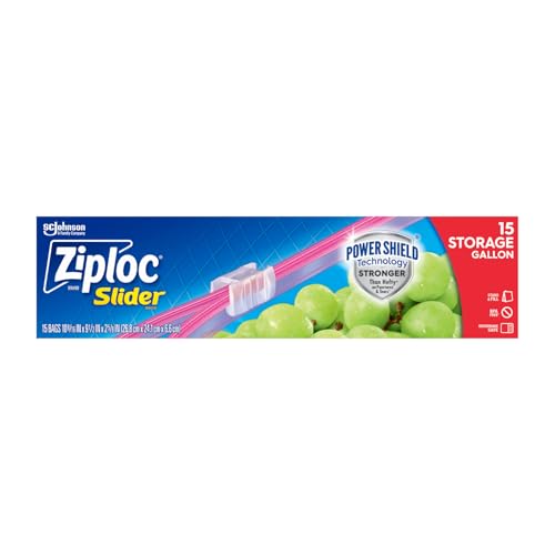 Ziploc Easy Zipper Storage Bags, Gallon Size, 15-Pack