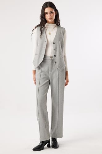 Women's 2 Piece Outfits Wool Blend Vest Waistcoat Dressy Casual Sets Winter Thick Pants Suits4
