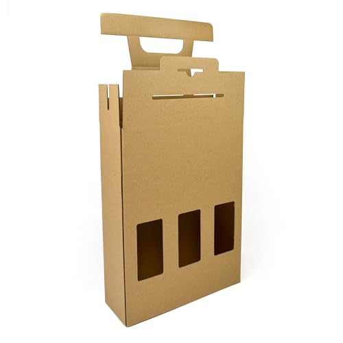 Evergreen Goods 500ml Beer Bottle Carrier Box | Holds 3 Bottles or Cans - 3 Display Windows | Durable Cardboard Holder for Beer, Ale, Cider | Ideal for Home Brew, Gifts and Parties Occasions (1 Box) - Image 2