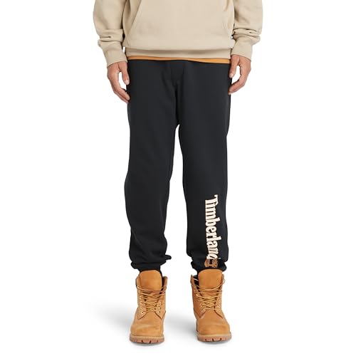 Timberland Men's Linear Logo Sweatpant, Black, Large