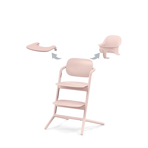 CYBEX Gold LEMO Hochstuhl 3in1-Set, Mitwachsend, 6 Monate - 99 Jahre, Verwendbar ab Geburt durch separaten Gold Bouncer, Inkl. Baby-Set und Snack Tray, Buchenholz/Aluminium/Kunststoff, Pearl Pink