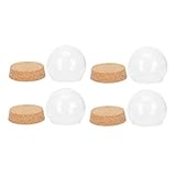 AMZBNEIDI Glaskuppel-Glocke, 4 Stück Kork-Glaskuppeln for Display, Glaskugel, Schnapsglas, Vitrine, Kuppel, Lebensmittelglas, Terrarium, Kuppel mit Sockel