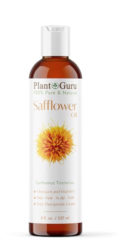 Safflower Oil 8 fl. oz. – Cold Pressed, 100% Pure & Natural Carrier for Skin, Face, Body, Hair, and Cooking. Great for DIY Creams, Lotions, and Lip Balms.