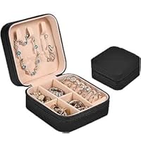 MrMrKura Portagioie Da Viaggio Con Specchio: Piccolo Organizer In Pelle PU Rosa, Portatile Con Scomparti Per Anelli E Collane, Regalo Donna - 6