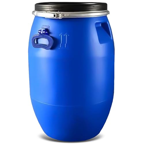 Shipping Barrels with Lid and Latch Ring Food Grade Barrel Plastic Barrels HDPE Drum with Dual-Layer Lid Air Tight for Restaurant Home Factory(30L)