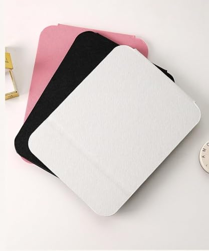 Image of Folding Portable Makeup Mirror with Adjustable Stand | HD Frameless Beveled Design | Travel-Friendly PU Leather Vanity Mirror for Desk, Dresser & Bathroom,Rectangular (White Round Edge Mirror)
