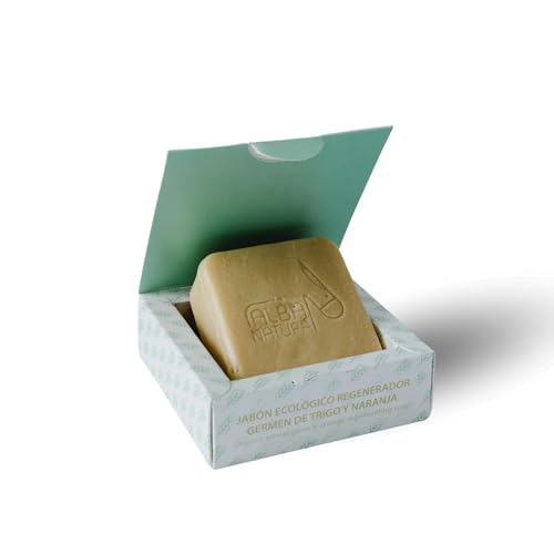 Alba Natura - Jabón para Piel Mixta con Leche de Burra - Jabón Facial a Base de Germen de Trigo y Naranja - Especialmente para Pieles Mixtas - Propiedades Revitalizantes - 115g