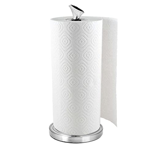 Alpine Countertop Paper Towel Holder Dispenser - Standing Paper Towel Holder Roll Stand for Kitchen Countertop & Bathroom (Silver- Ripple)