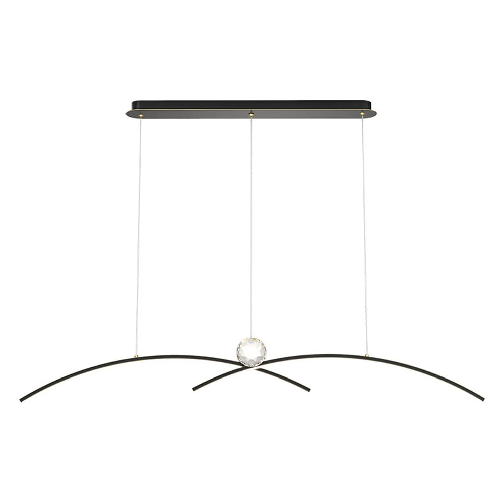 LYMSXAZOU Ceiling Chandelier Lamp, Contemporary Crystal Pendant Light LED Dimmable Hanging Lamp Modern Brass Brushed Suspended Fixture Home Dining Table Adjustable Chandelier(Noir,B)