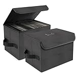 alavisxf xx 7" 45RPM Vinyl Record Storage Box Foldable Stackable with Lid & Handle - Holds 120 Records - 7 Inch Vinyl Storage Box - 2 Pack