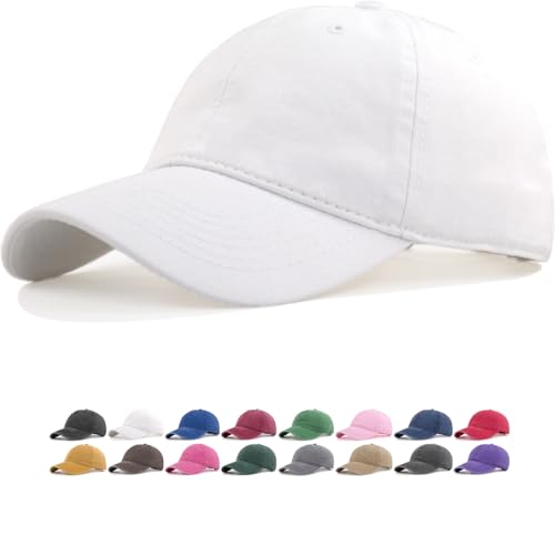 Image of Vintage Washed Cotton Baseball Caps Men Women Adjustable Unstructured Low Profile Dad Hat