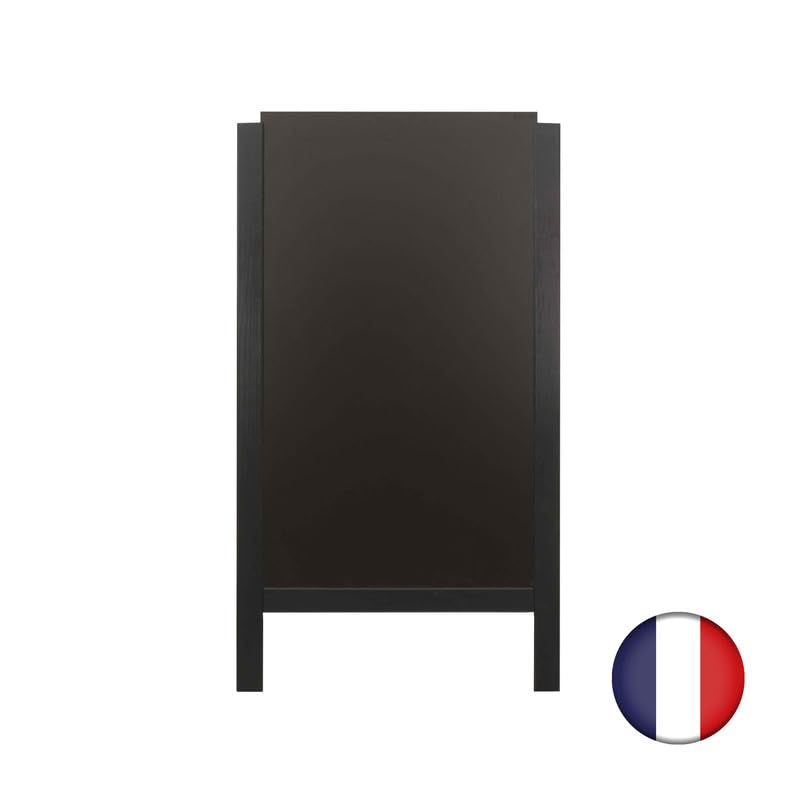 Chevalet stop trottoir avec 2 ardoises amovibles cadre bois noir dimensions 117 x 60 cm