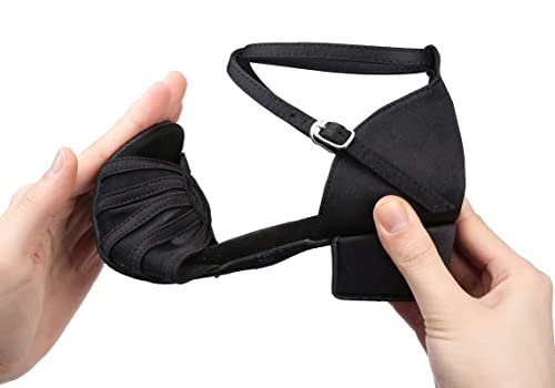 Low Heel Womens Ballroom Latin Salsa Dance Shoes for Social Beginner Practice Dancing Sandals 1.5" Heel LX023