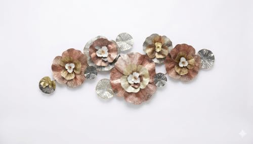 Image of SMILES GIFT Luxury Imported Wall Hanging | Handcrafted Metal Flower Wall Decoration | Home Decor for Living Room & Office