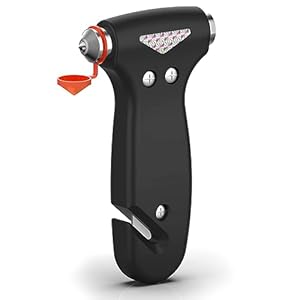 THINKWORK Car Safety Hammer, 3-in-1 Emergency Escape Tool with One Second Window Breaker and Seat Belt Cutter, Safety Emergency Car Escape Tool for Car, Office, Home, Black
