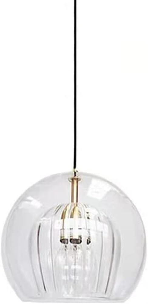 ALSEY Clear Glass Shade Double Layer Pendant Light Creative Globe Shape Hanging Lamp Simple Metal Lamp Holder Chandelier Adjustable Cord Ceiling Lamp Energy Saving Light Fixture (Size :