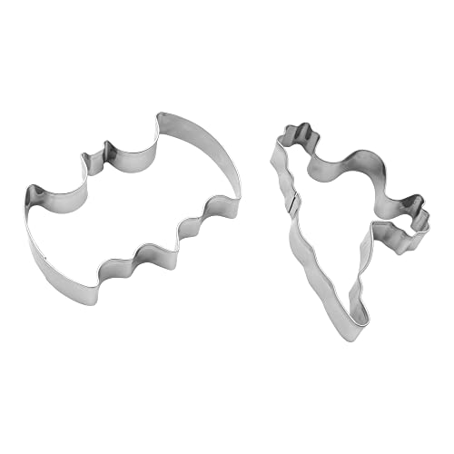 BekkiB - Set di 2 formine per biscotti "pipistrello e fantasma" – tagliapasta in acciaio inox, lavabili in lavastoviglie – 8810172