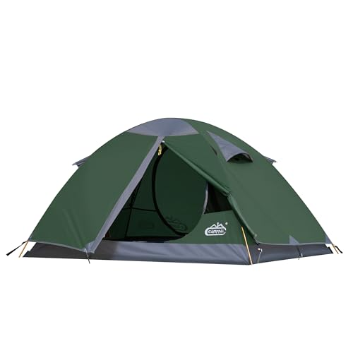 2 Person Backpacking Tent, Waterproof Windproof Two Person Tent, Lightweight Easy Setup 2 Man Tent for Camping, Hiking, Biking, Cycling, Motorbiking, Mountaineering - Green