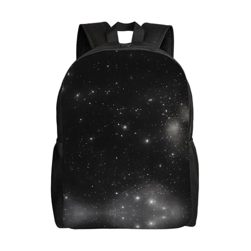PHAYAH Mochila casual para laptop com estampa de galáxia preta e branca para homens e mulheres, meninos e meninas, mochila leve
