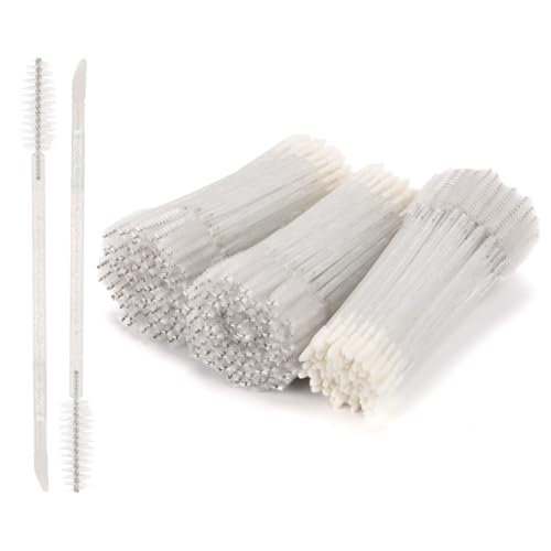 Image of 300 Pcs Disposable Mascara Wands Dual Ended Eyelash Brush Lip Brush, Lipstick Applicator Eyebrow Spoolies Brush for Eyelash Extensions - White