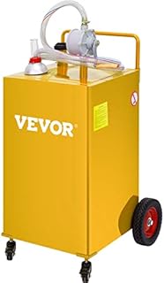 VEVOR 30 Gallon Fuel Caddy, Gas Storage Tank & 4 Wheels, with Manuel Transfer Pump, Gasoline Diesel Fuel Container for Cars, Lawn Mowers, ATVs, Boats, More, Yellow