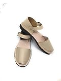 Avarca Frailera de Menorca Sandalia Cuero Legítimo/Suela de goma antideslizante/Beige/Tallas del 35 al 41/Fabricado en Menorca/Num36