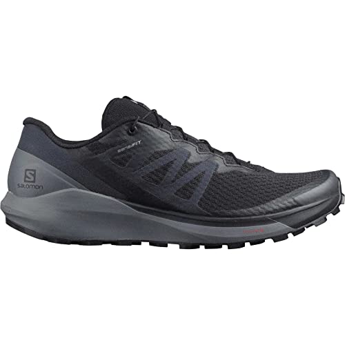 Salomon Sense Ride Scarpe da Trail Running da Uomo, Ammortizzazione e reattività, Grip versatile, Tomaia leggera, Sense Ride 4 Black Quiet Shade Ebony, 43 1/3 EU