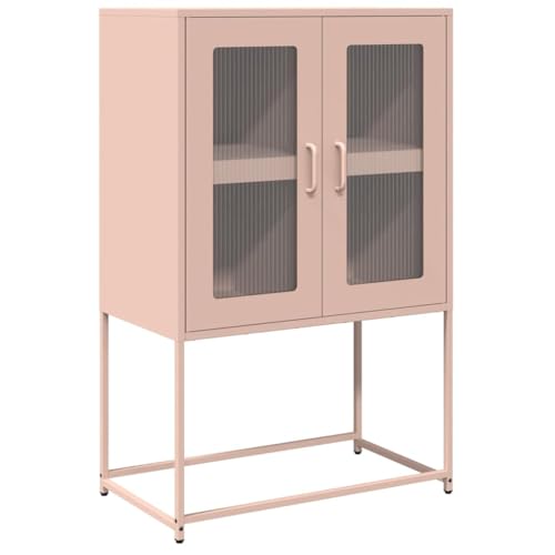 vidaXL Aparador de Acero Rosa 68x39x107 cm, Armario, aparador, Armario Alto, Mueble Auxiliar, Armario de almacenaje, aparador Alto, Mueble Buffet