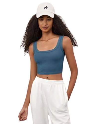 Image of Ben Martin Women's Cotton Stretchable Square Neck Sleeveless Tank Top