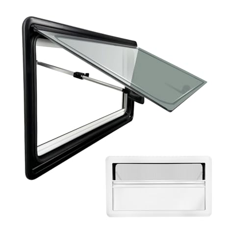 Ventana Para Caravana Resistente A Los Rayos UV | 530x380mm Vidrio Templado Con Mosquitera | Ideal Para Autocaravanas Y Vehículos Recreativos