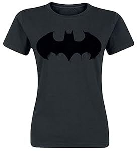 Batman Logo Femme T-Shirt Manches Courtes Noir M 100% Coton Slim Fit