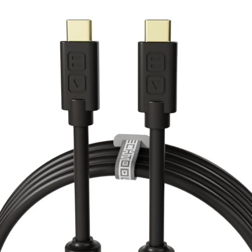 DJ TechTools Chroma Cable – USB-C to USB-C Cable | 100W Power Delivery, 10Gbps, 4K60, Ferrites & 56k? Resistor | Audio-Optimized, Color-Coded with Cable Tie | Black 3.2ft (1M) Straight