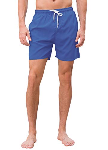 Janmid Men's Swim Trunks Quick Dry Beach Shorts with Pockets Blue L