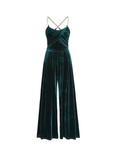CIDER Velvet Jumpsuit For Women Dressy Sleeveless Scoop Neck High Waist Wide Leg Long Overalls