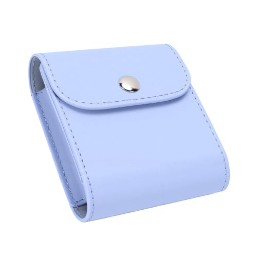 Sanpyl Bolsa Quadrada de Couro Pu para Fotos Com 3 Espaços, para Câmeras Instantâneas, Capa retrô Portátil para Mini 13, Bolsa de Armazenamento de Viagem para Filme (Azul)