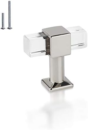 Mengico 6 Pack Polished Chrome Cabinet Knobs Kitchen Cabinet Pulls Lucite Drawer Pull Crystal Cabinet Handle