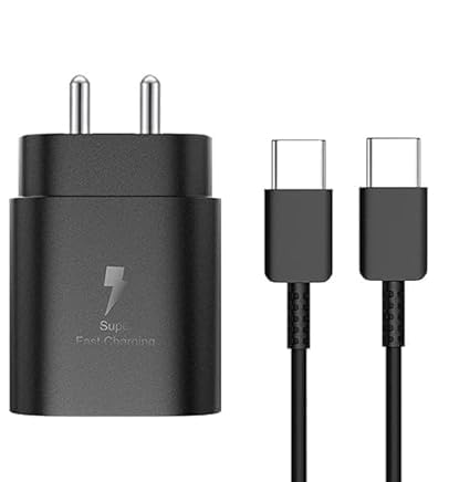 Image of Original 25W Original Charger Adapter with Type C to Type C Cable Compatible for Sam Sung Galaxy M34 5G,M53 5G,F23 5G,M14 5G,F14 5G,M33 5G,A34 5G,A54 5G Fast Travel Adapter (HYP50)
